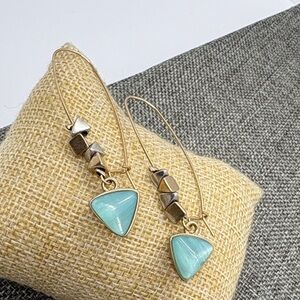 Kenneth Cole Gold and Aqua Triangle Earrings